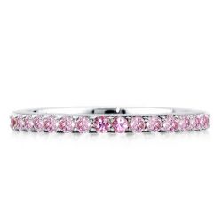 Italo Shared Prong Pink Sapphire Wedding Band Classic Band