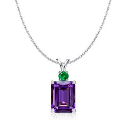 Italo Amethyst Pendant Necklace Emerald Cut Necklace