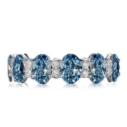 Italo Oval Cut Blue Topaz Eternity Wedding Band For Women