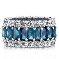 Italo Created Blue Topaz Radiant Cut Eternity Wedding Band