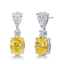 Yellow Topaz Oval Cut Drop Earrings For Women Silver Earrings