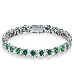 Italo White & Emerald Bracelet Pear Cut Tennis Bracelet