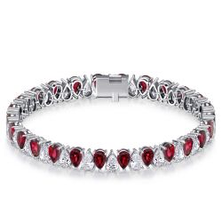 Italo Pear Cut White & Ruby Tennis Bracelet For Women