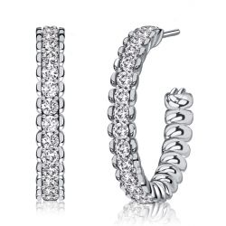 White Sapphire Hoop Earrings