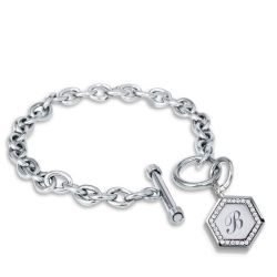 Italo Hexagon Charm Bracelet Initial Personalized Charm Bracelet