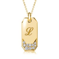 Italo Engraved ID Tag Pendant Initial Personalized Necklace For Women