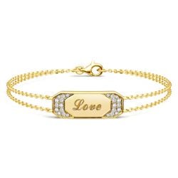 Italo Engraved ID Tag Initial Personalized Double Chain Bracelet For Women
