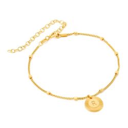 Engraved Initial Personalized Coin Bracelet For Women