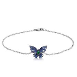 Dancing Butterfly Blue Sapphire Bracelet For Women