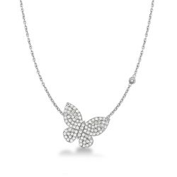 Dancing Butterfly Round White Pendant Necklace For Women
