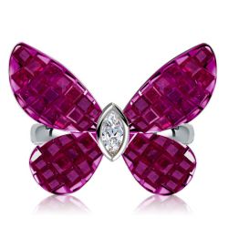 Dancing Butterfly Ruby Sapphire Engagement Ring For Women