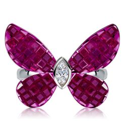 Dancing Butterfly Ruby Sapphire Engagement Ring For Women