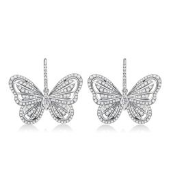 Italo Dancing Butterfly White Sapphire Drop Earrings For Women