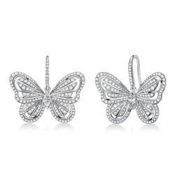 Italo Dancing Butterfly White Sapphire Drop Earrings For Women
