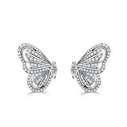 Italo Dancing Butterfly White Sapphire Stud Earrings For Women