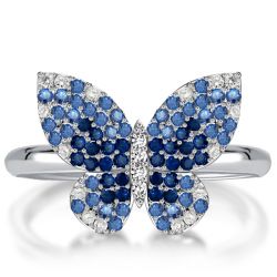 Dancing Butterfly Blue Sapphire Engagement Ring Butterfly Ring