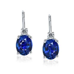 Italo Oval Cut Blue Sapphire Drop Earrings For Women