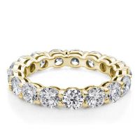 Italo Golden Eternity Round Created White Sapphire Wedding Band