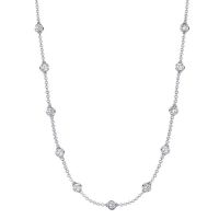 ピアス xte Sfera Media (2pcs) 4BNY584 Italo White Sapphire Necklace Bezel Set Tennis Necklace