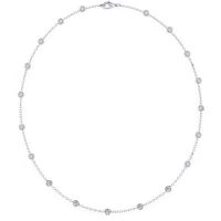 Italo White Sapphire Necklace Bezel Set Tennis Necklace