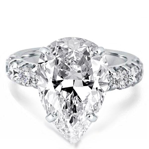 

Classic Three-Quarters Pear Cut Engagement Ring, White