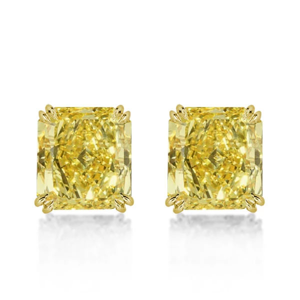 

Double Prong Cushion Cut Yellow Topaz Stud Earrings For Women, White