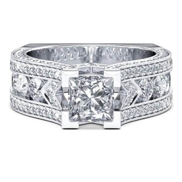 

Cathedral Princess Cut Engagement Ring (2.46 CT. TW.), White