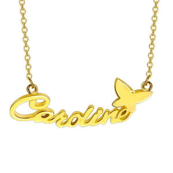 

Butterfly Personalized Name Necklace in 18k Gold Plating, White