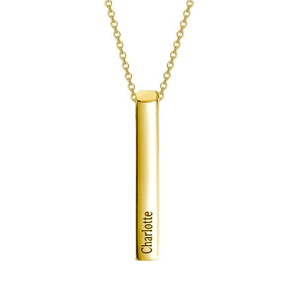 

Gold Plating Bar Name Necklace, White