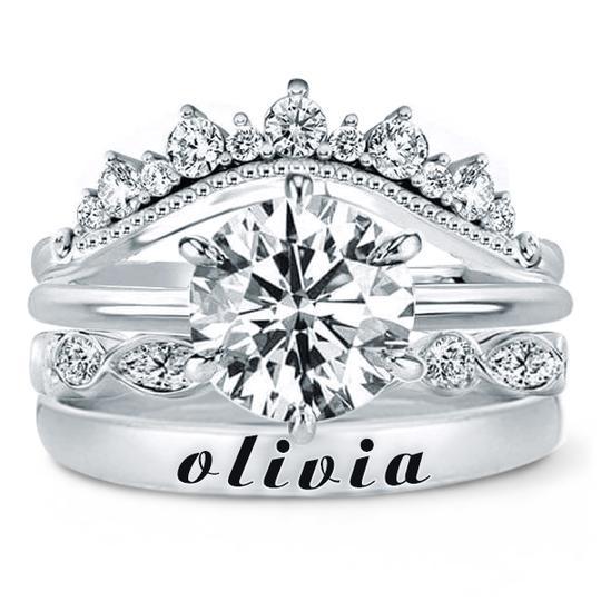 

Personalized Round & Marquise Name Stackable Ring Set, White