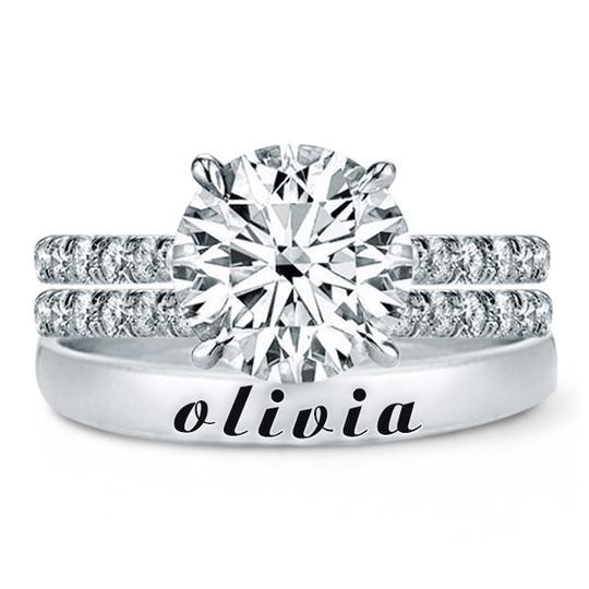 

Personalized Round Cut Name Stackable Ring Set, White