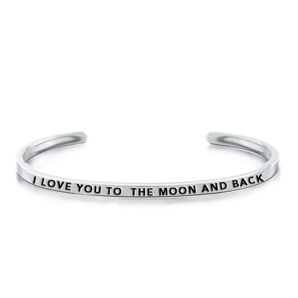 

Open Engraved Bangle Bracelet in Silver, White