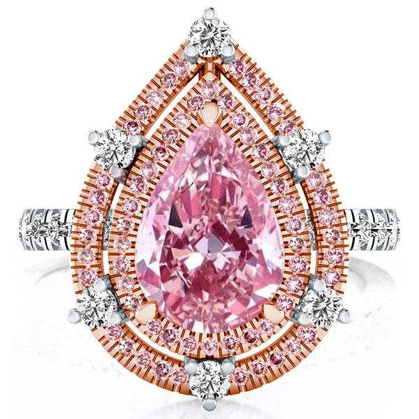 

Double Halo Pear Pink Engagement Ring(6.65 CT. TW.), White