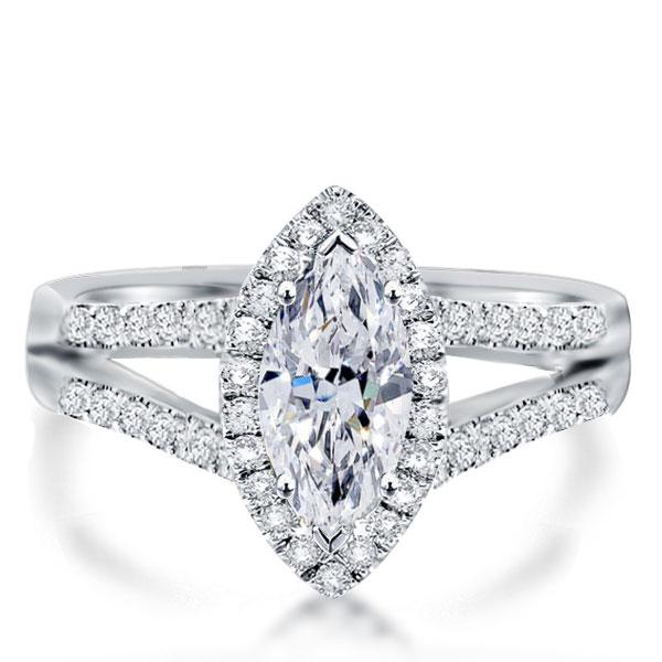 

Split Shank Marquise Engagement Ring, White
