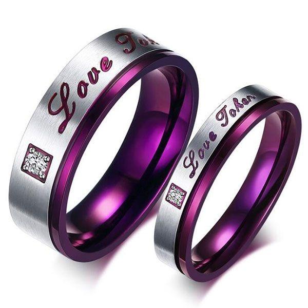 Italo Purple Love Design Titanium Steel Couple Rings от Italojewerly WW