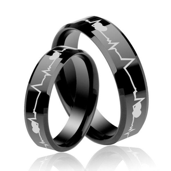 Italo Heartbeat Design Titanium Steel Couple Rings от Italojewerly WW