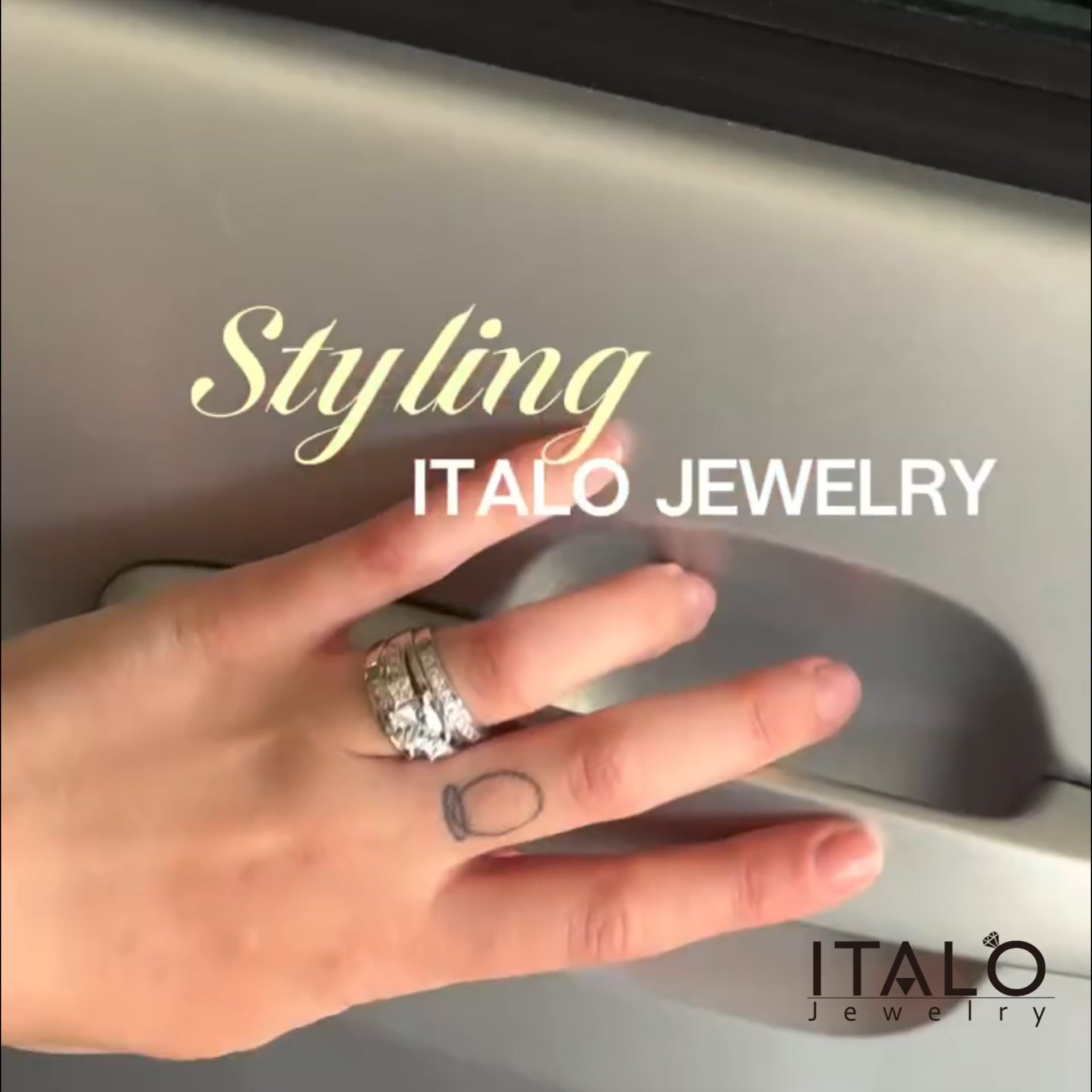 Italo Three Stone Created White Sapphire 3PC Wedding Set