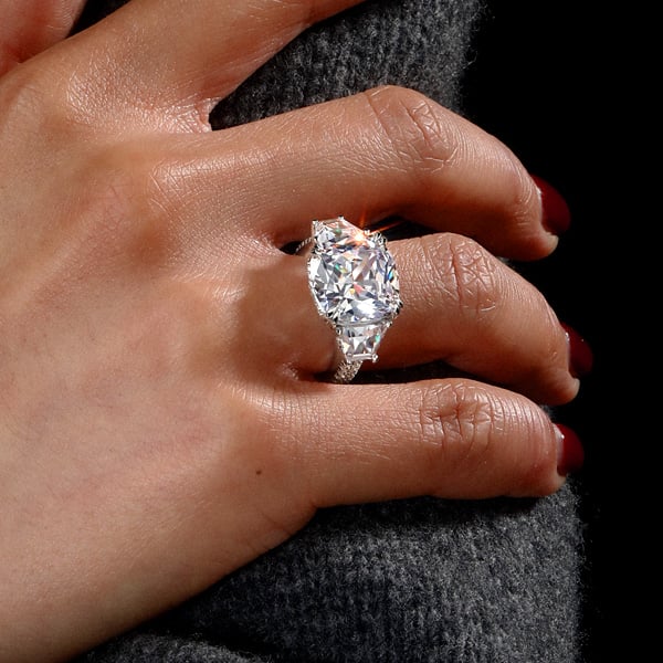 Italo Cushion Cut Engagement Ring 3 Stone Engagement Ring