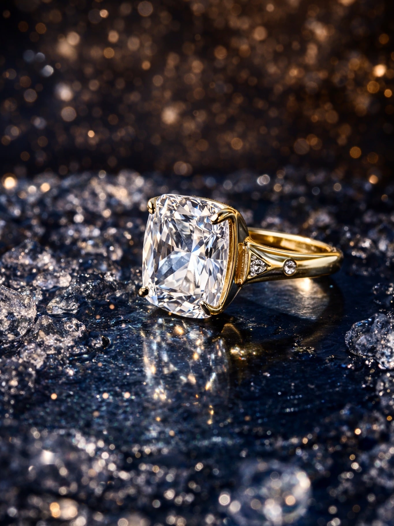 Italo Elongated Antique Cushion Cut Engagement Ring 5.5 Carat Ring