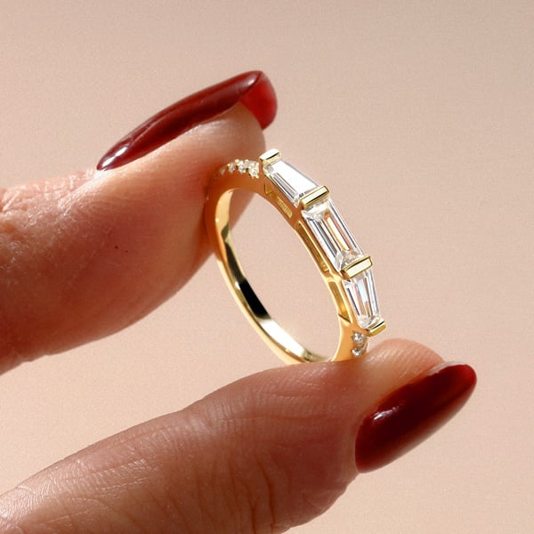 Italo Baguette Dainty Wedding Band For Women Anniversary Ring