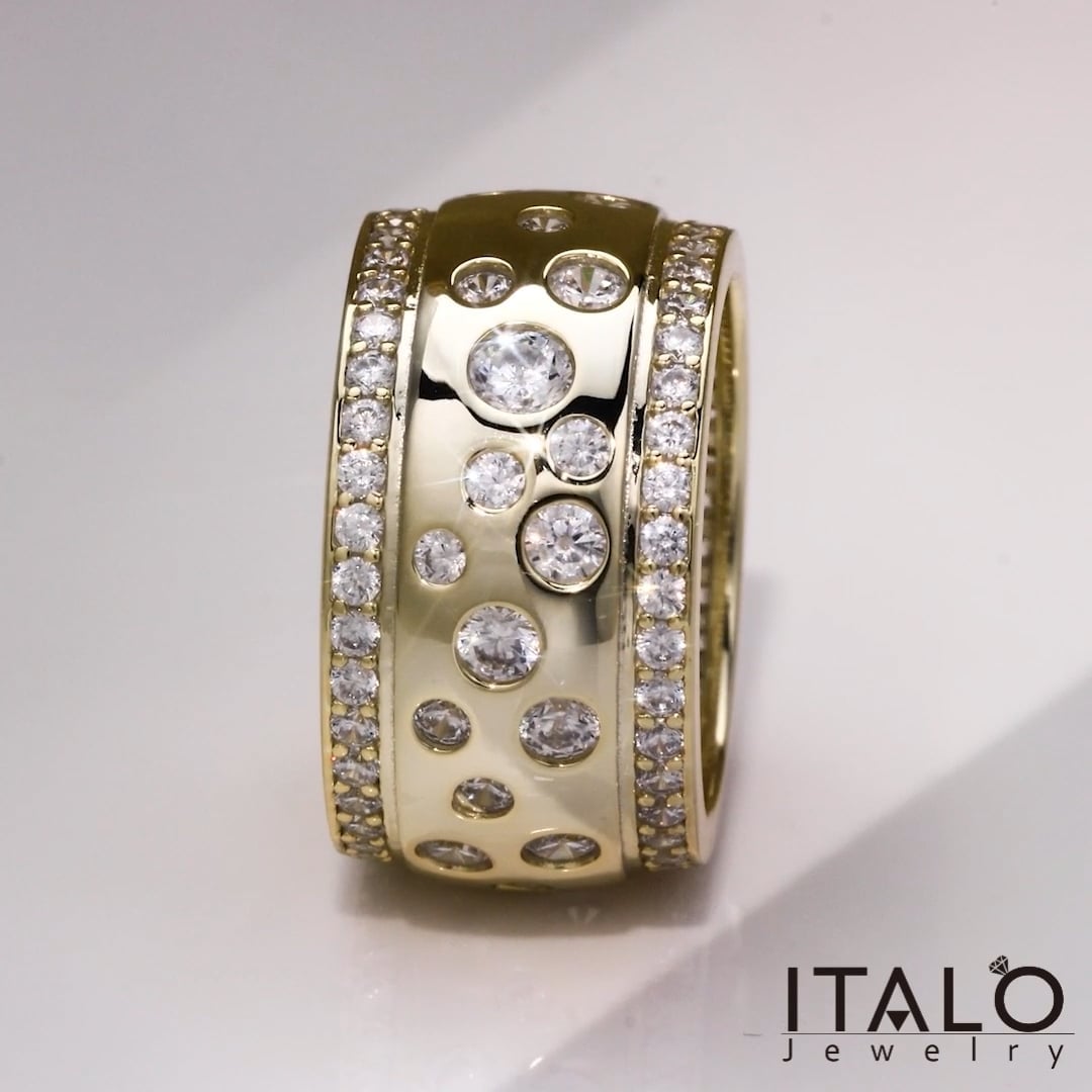 Italo Multi Row Flush Set Waterfall White Sapphire Eternity Band For Women