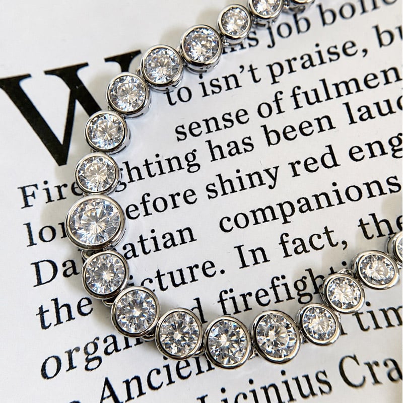 Classic Bezel Round Cut Tennis Necklace 