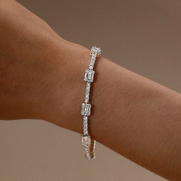 Italo Round & Baguette Tennis Bracelet For Women