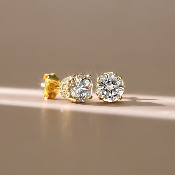 Italo Golden Round Cut Filigree Vintage Stud Earrings