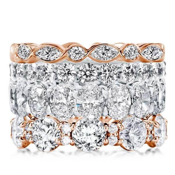 White Sapphire Stackable Band Set To Mark Your 5+ Year Anniversary