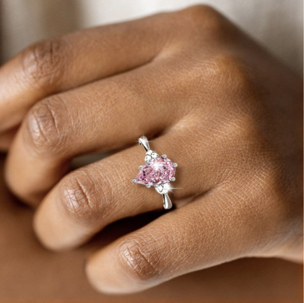 Pink Pear Shaped Engagement Ring: A Romantic Symbol of Love with Elegant Color and Timeless Beauty