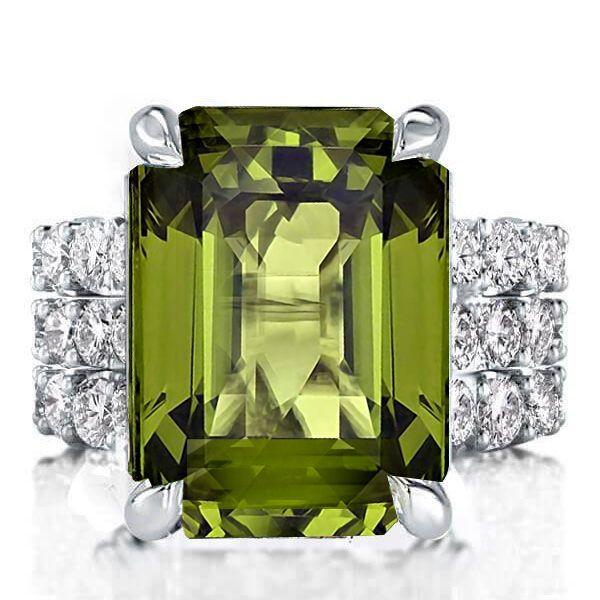 The Radiance of Peridot Engagement Ring Set by ItaloJewelry - The Style Sensation for June