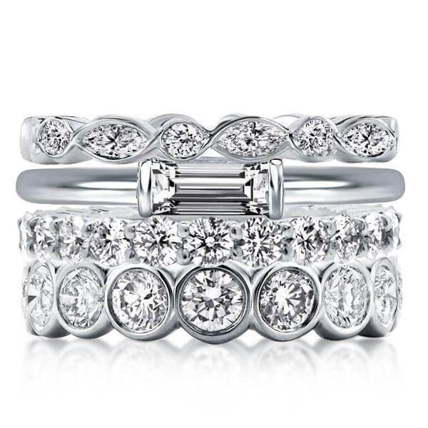 White Sapphire Stackable Band Set: Mix And Match Fashion