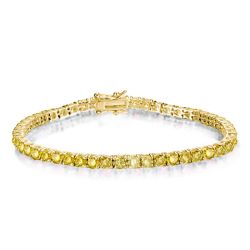 Golden Round Cut Yellow Sapphire Tennis Bracelet For Women