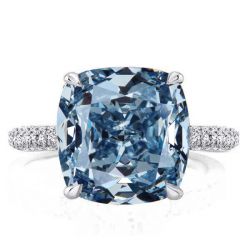 Italo Blue Topaz Ring Hidden Halo Cushion Cut Engagement Ring